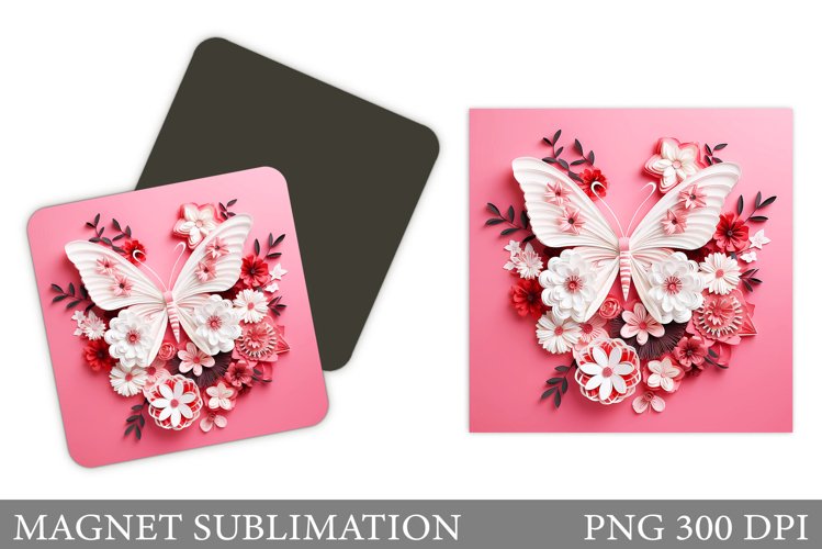Butterfly Magnet. Flowers Magnet Sublimation example image 1