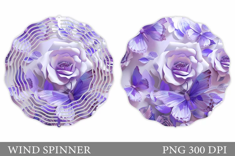Butterflies Wind Spinner. Flowers Wind Spinner Sublimation
