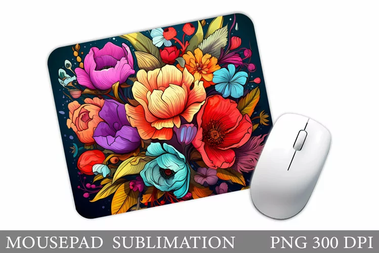 Flowers Mouse Pad Sublimation. Flowers Mouse Pad Design