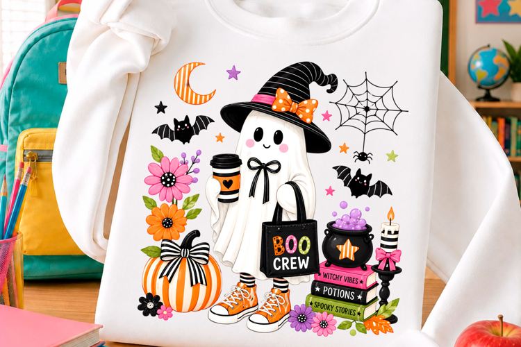Cute Witch Ghost PNG, Trick or Treat Png