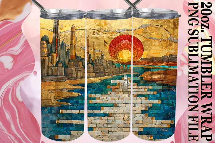 Gilded Escape: 3D Landscape Tumbler 20oz