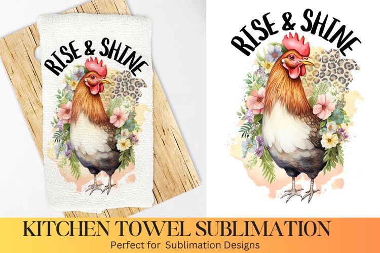 Rise   Shine, Farmhouse Kitchen Towel, Kitchen Towel