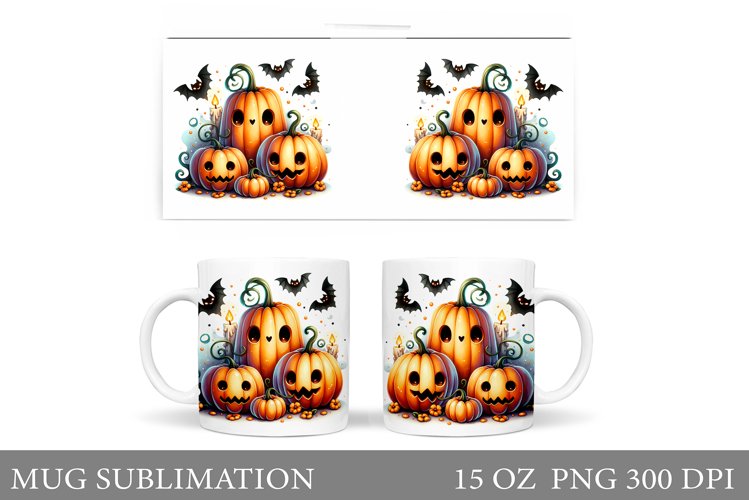 Cute Pumpkin Mug Sublimation. Halloween Pumpkin Mug Wrap
