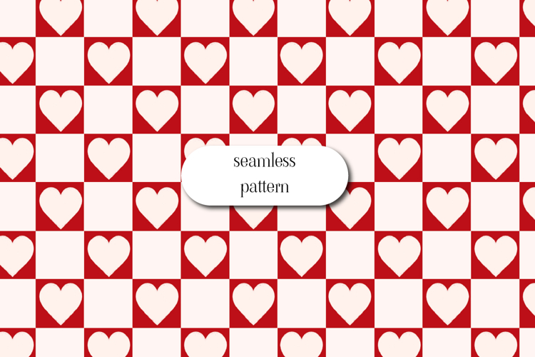 Red Checker Heart Seamless Valentine Love Pattern