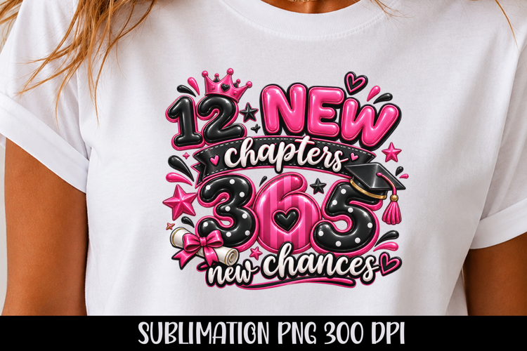 12 New Chapters 365 New Chances Sublimation PNG, tshirt png