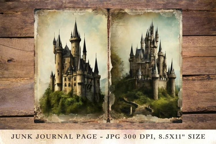 Printable Junk Journal Pages gothic castle 3