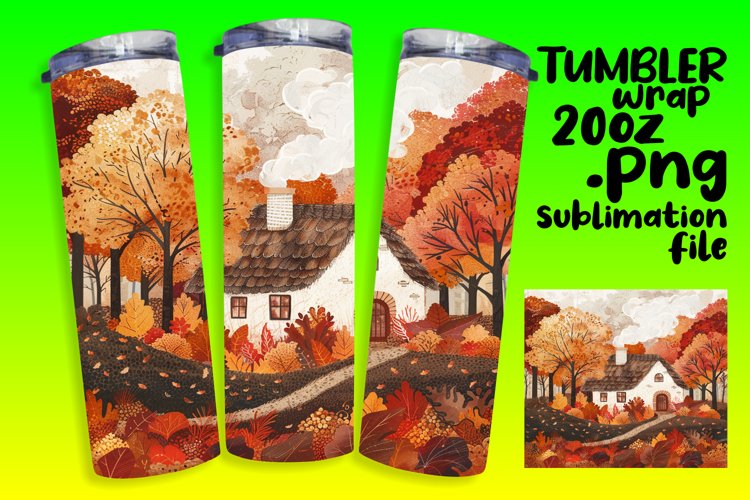 Autumn Watercolor 20oz Tumbler Wrap | Sublimation Design
