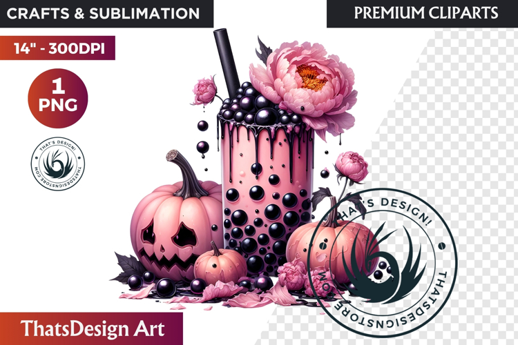Gothic Halloween Drinks Pink and Black Sublimation clipart