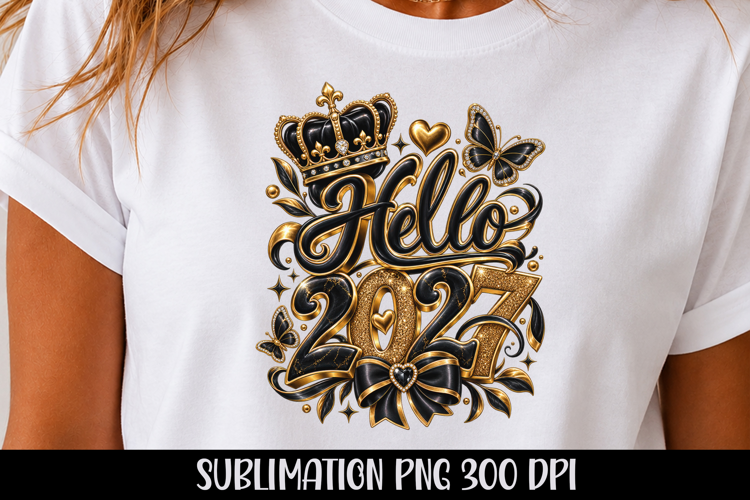 Hello 2027 Pink Leopard Glitter Bow Sublimation PNG