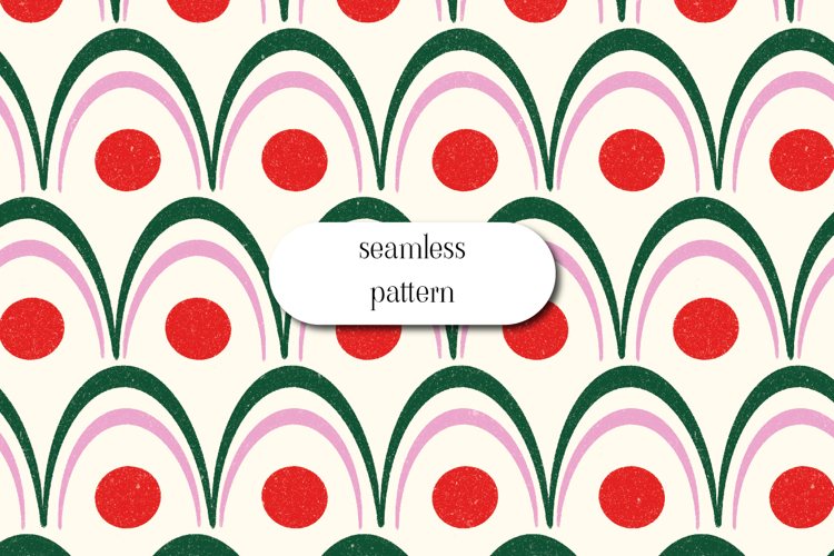 Retro Christmas Geometric Seamless Pattern Red Green