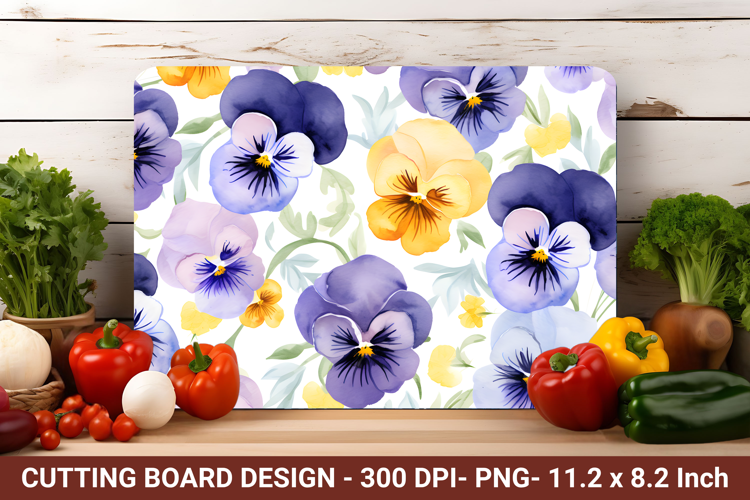 Watercolor Pansy Flower Cutting Board | Cutting Board png