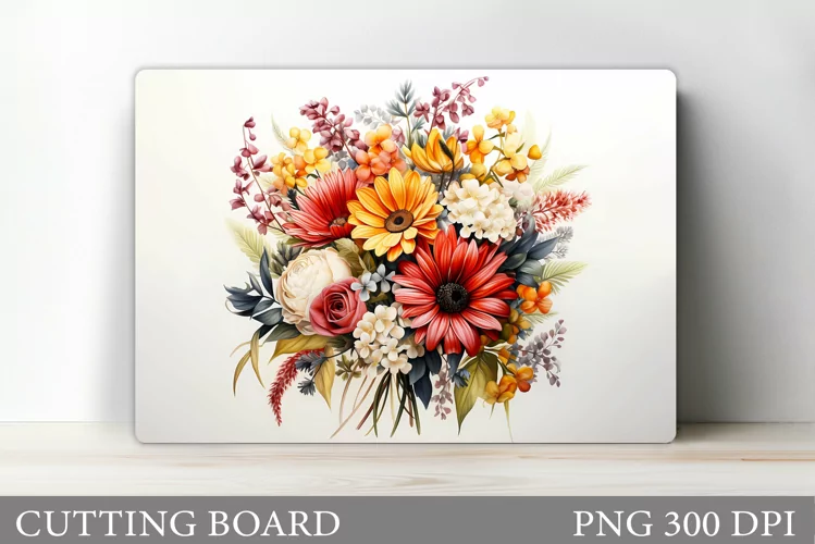 Wildflowers Cutting Board. Flowers Cutting Board Sublimation