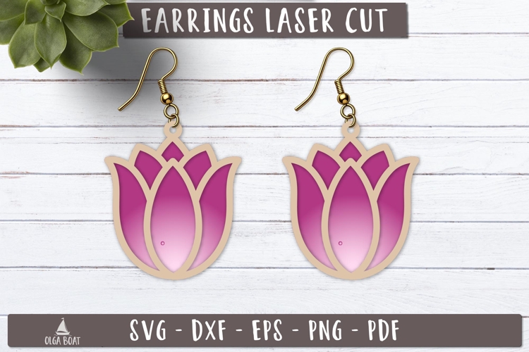 Tulip Flower Earrings SVG Laser Cut design