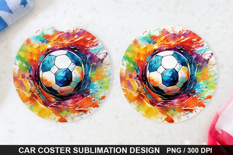 Soccer Ball Car Coaster - Coaster Sublimation Design