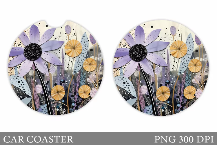 Flowers Car Coaster Design. Flowers Car Coaster Sublimation