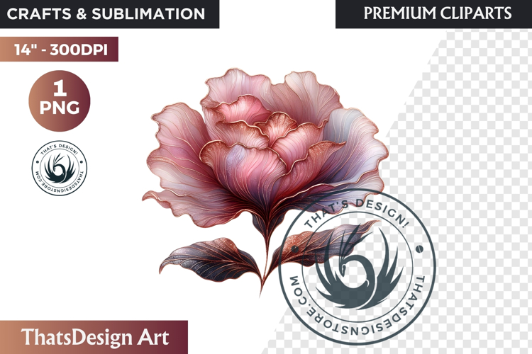 Pink Rose Gold flower Clipart, Abstract Flowers Wedding PNG
