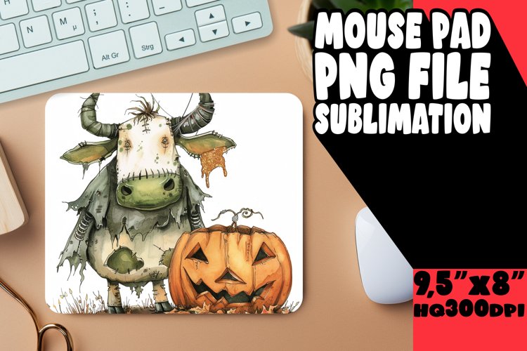 Funny Halloween Cow Mouse Pad Design