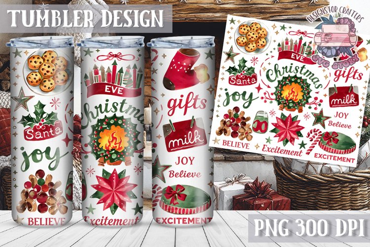 Sublimation Tumbler WRAP Christmas Design Quote Watercolor