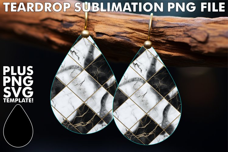 3D Beauty: Marble Patterned Earrings for Sublimation example image 1