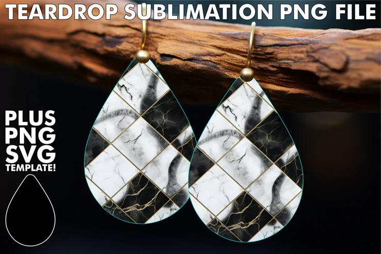 3D Beauty: Marble Patterned Earrings for Sublimation