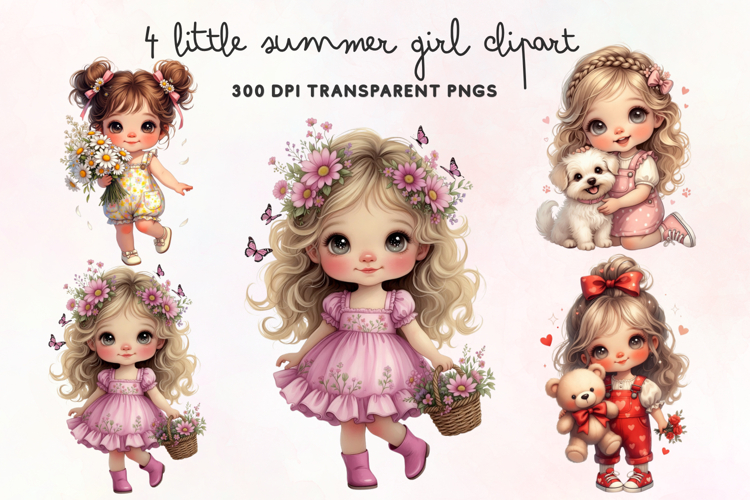 Little Summer Girl Clipart PNG