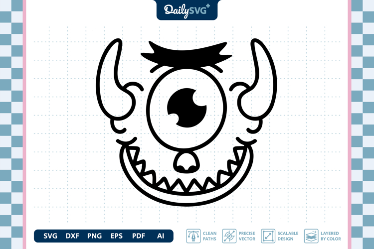 Monster Face SVG - Cartoon Monster Face Cut File
