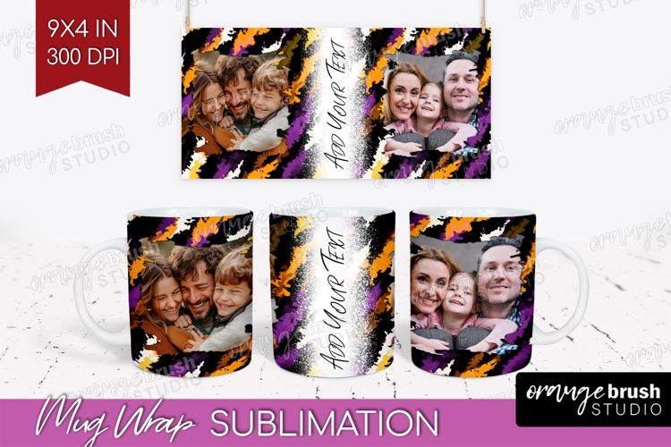 Halloween Photo Mug Wrap PNG - Brush Stroke Picture Frame