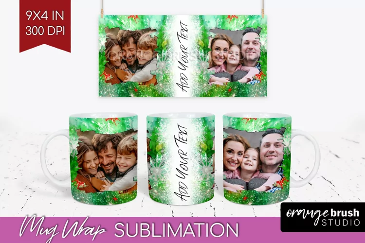 Christmas Photo Frame Mug Wrap - Tie Dye Mug Sublimation