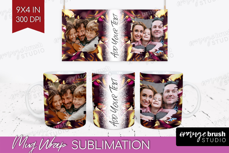 Rose Gold Photo Mug Wrap PNG - Abstract Picture Frame Mug