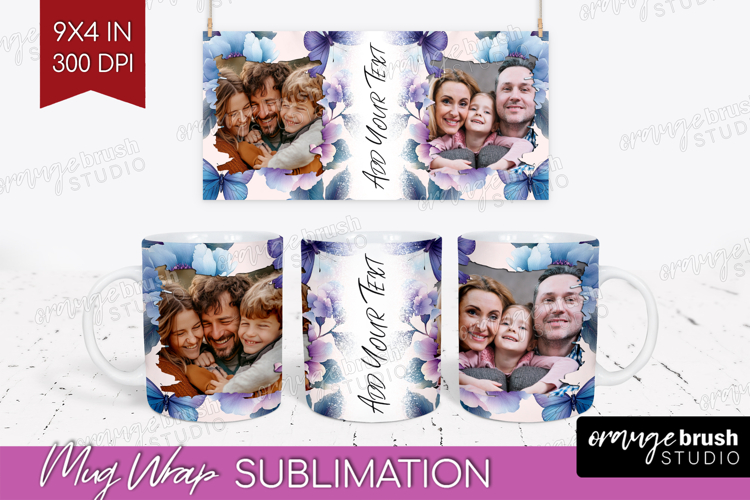 Floral Photo Mug Wrap PNG - Sping Flowers Picture Frame Mug