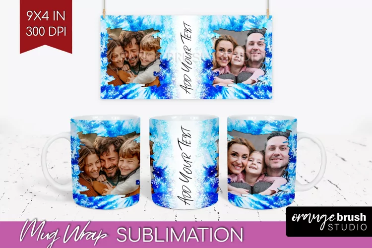 Winter Photo Frame Mug Wrap - Tie Dye Mug Sublimation