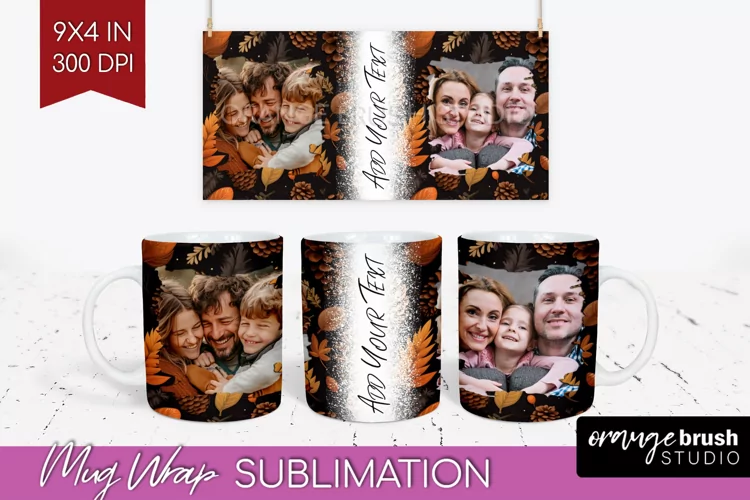 Fall Photo Frame Mug Wrap - Autumn Mug Sublimation