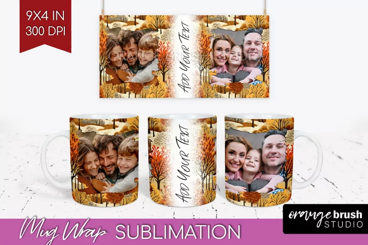 Fall Photo Frame Mug Wrap - Autumn Mug Sublimation