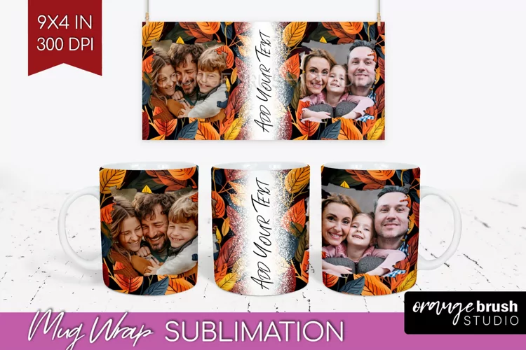 Fall Photo Frame Mug Wrap - Autumn Mug Sublimation