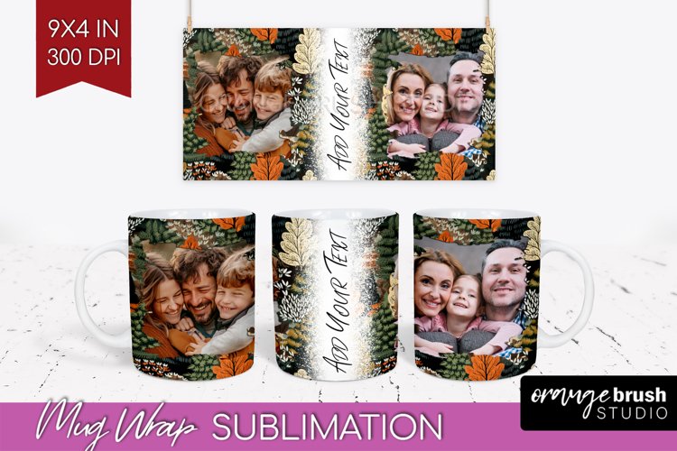 Fall Photo Frame Mug Wrap - Autumn Mug Sublimation example image 1