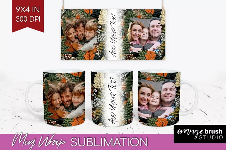 Fall Photo Frame Mug Wrap - Autumn Mug Sublimation