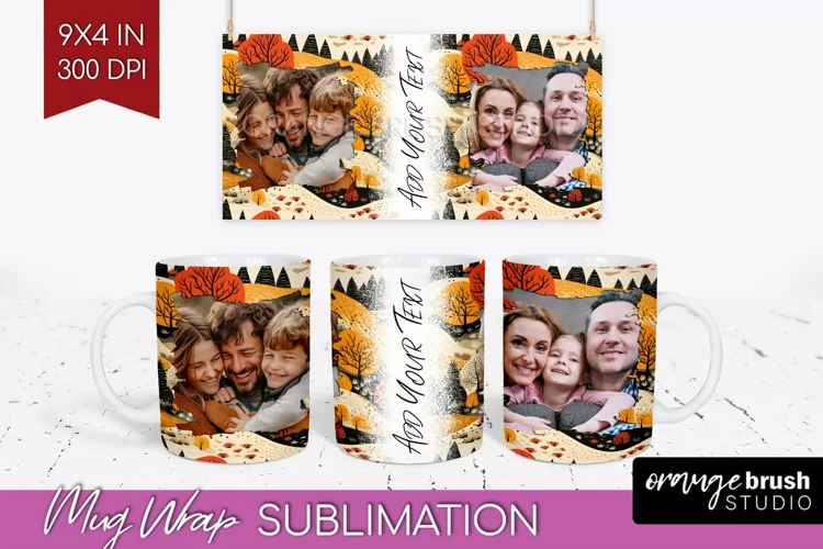 Fall Photo Frame Mug Wrap - Autumn Mug Sublimation