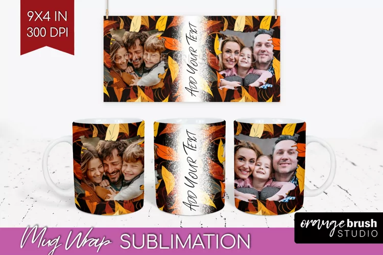 Fall Photo Frame Mug Wrap - Autumn Mug Sublimation
