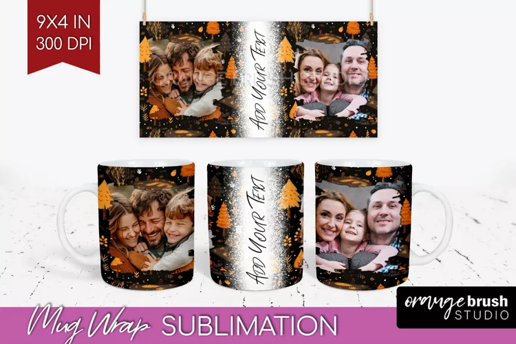 Fall Photo Frame Mug Wrap - Autumn Mug Sublimation