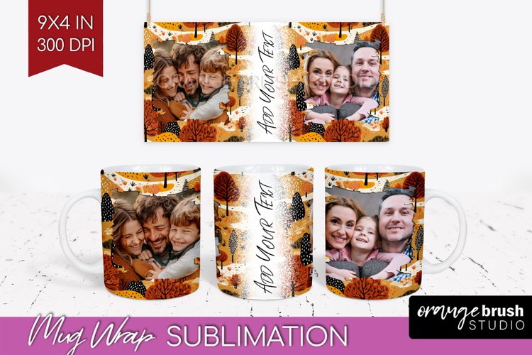 Fall Photo Frame Mug Wrap - Autumn Mug Sublimation example image 1