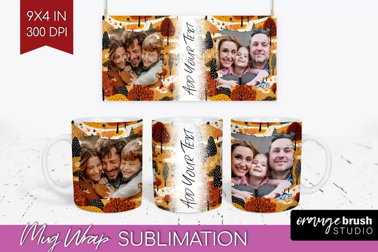 Fall Photo Frame Mug Wrap - Autumn Mug Sublimation