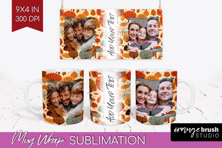 Fall Photo Frame Mug Wrap - Autumn Mug Sublimation example image 1
