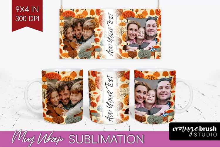 Fall Photo Frame Mug Wrap - Autumn Mug Sublimation