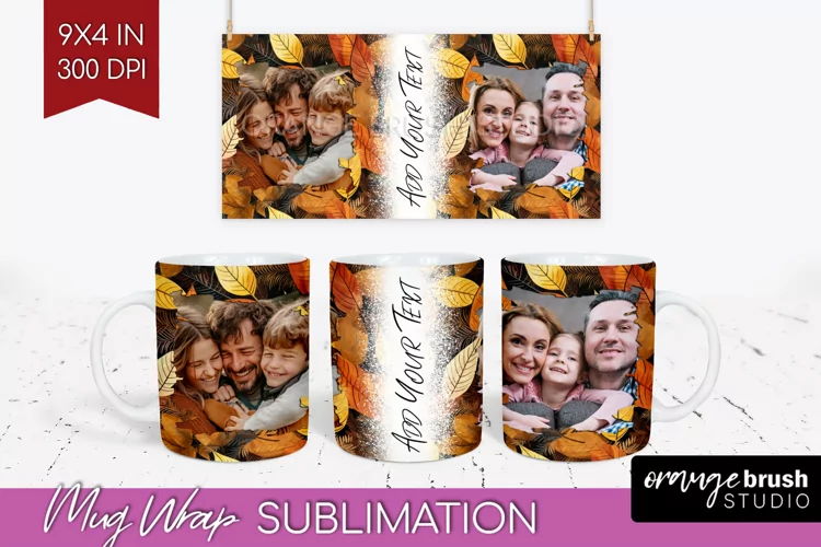 Fall Photo Frame Mug Wrap - Autumn Mug Sublimation