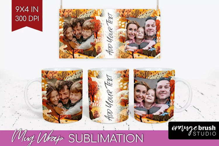 Fall Photo Frame Mug Wrap - Autumn Mug Sublimation