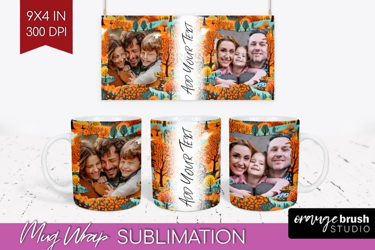 Fall Photo Frame Mug Wrap - Autumn Mug Sublimation example image 1