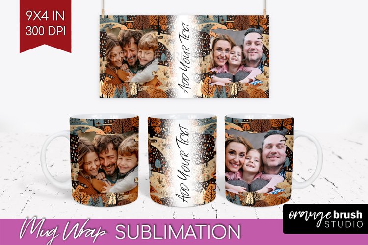 Fall Photo Frame Mug Wrap - Autumn Mug Sublimation example image 1