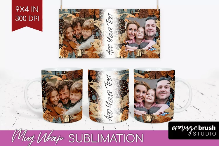 Fall Photo Frame Mug Wrap - Autumn Mug Sublimation