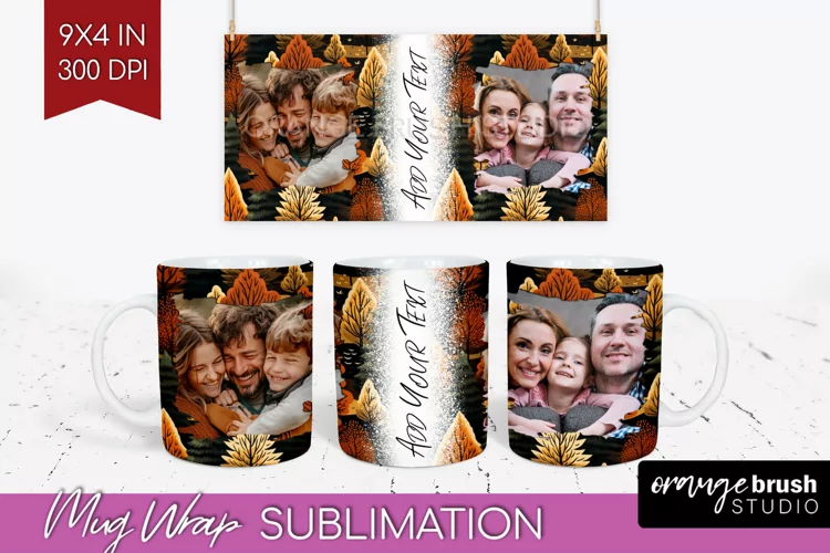 Fall Photo Frame Mug Wrap - Autumn Mug Sublimation