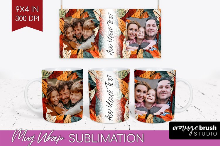 Fall Photo Frame Mug Wrap - Autumn Mug Sublimation example image 1
